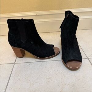 Toms Black Peep-Toe Ankle Booties